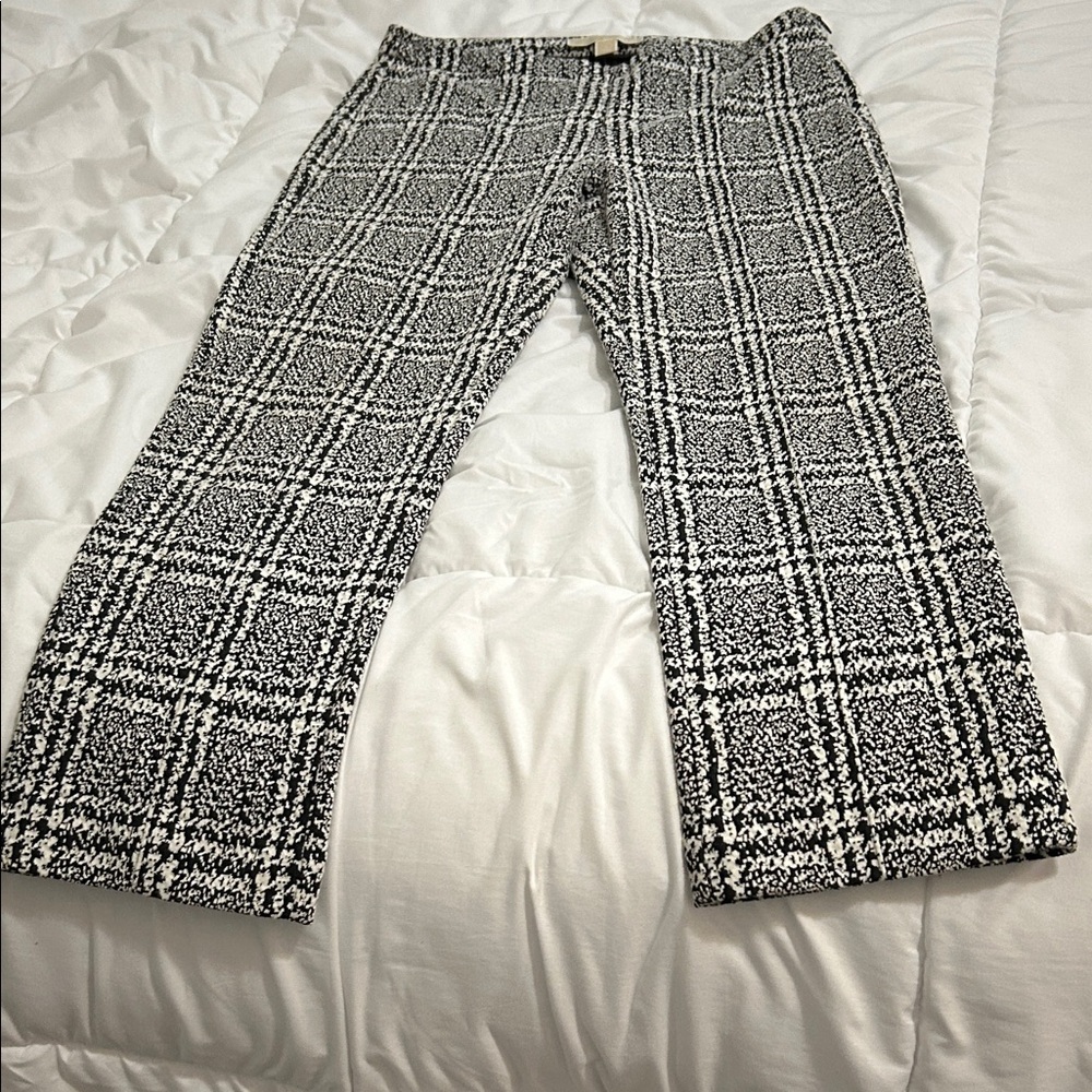 Michael Kors Black and White Plaid Dress Pants